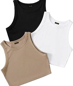 Top for Women | Lycra Crop Tops | Black White Beige Grey | Short | Western | Pack of 3 Combo