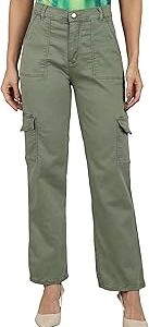 Women's Denim Relaxed Fit Color Cargo Jeans