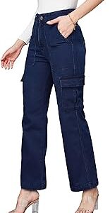 Women's Wide Leg High Rise Clean Look Regular Length Stretchable Denim Jeans