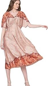 Animal Printed A-Line Midi Dress