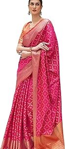 Women's Patola Silk Saree With Unstitched Boluse Piece