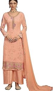 Women's Fashion Digital Inner Print Straight Cut Embroidered Top Palazzo With Dupatta Set