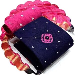 Women's Pure Rayon With Hand Bandhej Unstitched Rajasthani Bandhani Salwar Suit Dress Materials With Dupatta