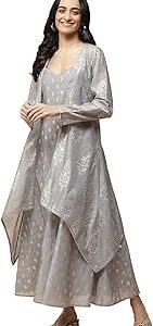 Grey Double Layer Asymmetrical Long Dress