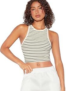 Women's & Girls' Striped Crop Racerback Tank Top