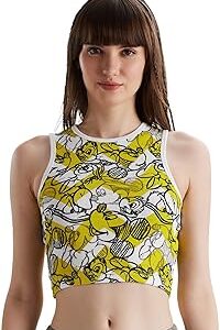 Disney: Slay Womens Regular Fit Graphic Printed Sleeveless Cotton Multicolored Cropped Tank Tops