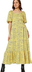 Women Yellow Floral Maxi Dress