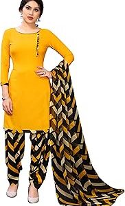 Women Crepe Salwar Suit Material (Malvika Yellow_Yellow_Free Size)