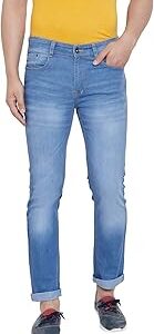 Men's Regular Fit Stretchable 32 Size Light Blue Cotton Denim Jeans Pant for Men, JJ3-18