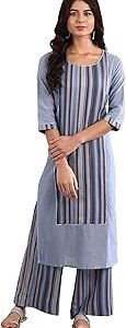 Women's Cotton Striped Regular Salwar Suit Set