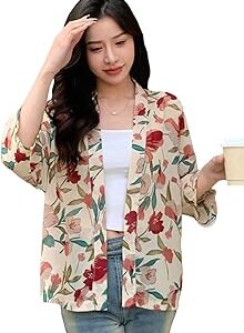 Women's Front Open Floral Printed Shrug Top Regular Fit