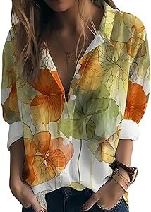 Shirt for Women| Long Shirt for Women| Floral Print | Button-Down Western Shirt| Roll-Up Sleeves| Casual Relaxed Fit for Women