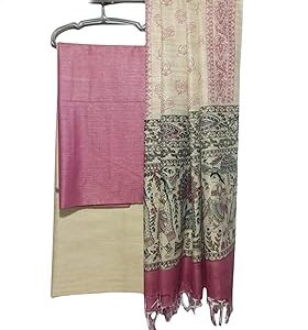 Cotton Silk Hand Crafted Unstitched Suit Set for Women with Dupatta | Cotton Silk Salwar Suit Dress Material for Women & Girls