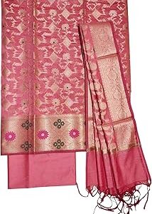 Banarasi Cotton Silk Unstitched Salwar Suit Set with Dupatta for Women | Handloom banarasi salwar suit dress material