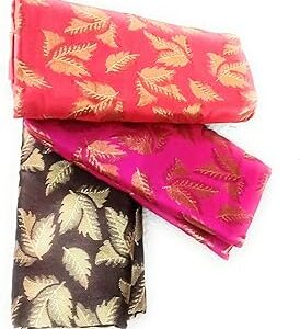 Women/Girls Ethnic Unstitched Chanderi Cotton Jacquard Slightly Transparent Fabric/Cloth/Dress Material for Dress, Suit, Blouse etc. -IA19