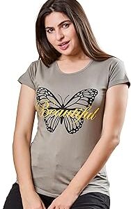 by GM Women's Printed Round Neck T-Shirt | Stylish & Comfortable | 100% Cotton (No Blend) | Half Sleeve Puff Design | Casual Wear for Everyday Comfort