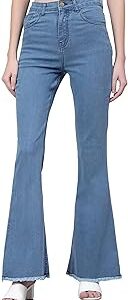 Womens Cotton Lycra Blend Bootleg Fit High Rise Jeans