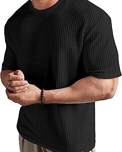 Mens Solid Dotted Unique Design Oversized Tshirt for Men - Round Neck Loose Fit Drop Shoulder Mens T-Shirt
