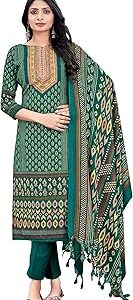 Women's Unstitched Kaani Print Pashmina Winter wear Dress Material Fabric for Salwar Suit with printed pashmina Kashmiri shawl dupatta (Free size)