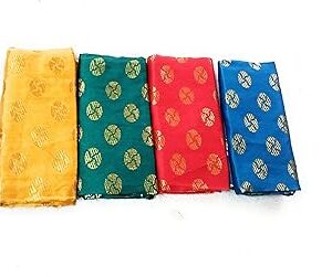 Silk-Cotton Blouse Piece Material for Women, Unstitched, Combo of 4 (1 meter each) - Navratri Special, Durga Puja Special, Oti Bharan, Ugadi Special -C37