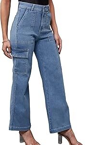 Women's Wide Leg High Rise Regular Length Stretchable Denim Jeans