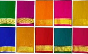 Women's Blouse Piece Cotton Blend Jari Border Unstitched Blouse Materials 1 meters each, (Pack of 10 Pcs)