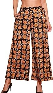 Women Black Paisley Printed Drawstring Waist Partially Elasticated Flared Palazzos