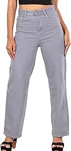 Women's High Rise Straight Fit Non Lycra Cotton Ball Blast Basic Ankle Length Jeans