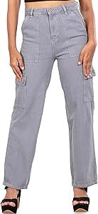 Women's High Rise Straight Fit Non Lycra Cotton Ball Blast Basic 6 Pocket Ankle Length Jeans