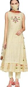 Women Light Yellow Cotton Double Layered Suit Set