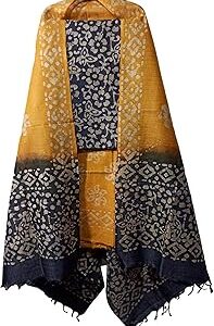 Women's Cotton Silk Dress Material Unstitched Suits Piece With Dupatta (Blue)