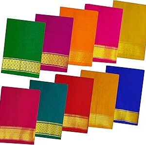 South Cotton Blouse Piece Zari Border Unstitched Blouse Materials 1 meter for Women's (Pack of 10 Pcs)