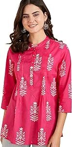 Women's Cotton Printed A-line Short Kurti