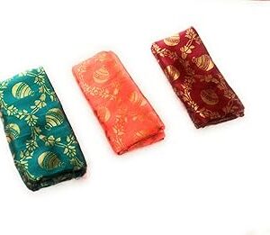Silk-Cotton Blouse Piece Material for Women, Unstitched, Combo of 3 (0.9 meter each) - Navratri Special, Durga Puja Special, Oti Bharan, Ugadi Special -CA36
