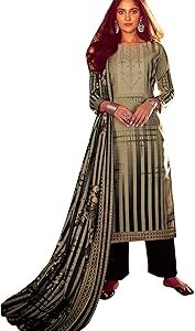 Women's Winter Wear Unstitched Siroski work Dobby Printed Pure Woollen Pashmina Salwar Suit Dress Material with Digital printed woolen shawl dupatta