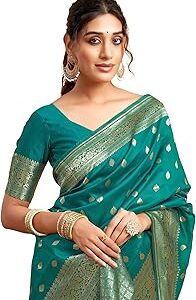 Women's Banarasi Soft Silk Saree Pure Silk with Unstitched Blouse Piece