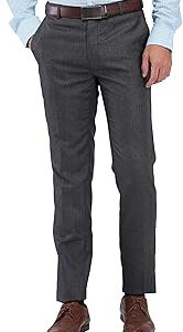 Slim Fit Poly Viscose Blend Structure Pattern Flat Front Formal Trouser