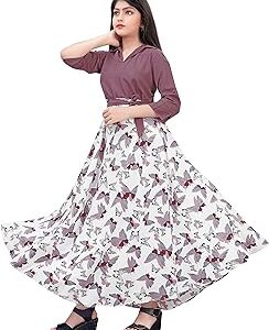 Women Crepe Printed Collar Neck Full Lenth Gown || Stylish Gown for Girls || Full Length Gown for Women & Girls
