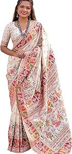 Women's Kanjivaram Pure Soft Silk Saree With Unstitched Blouse Piece