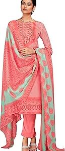 Unstitched Print Cotton Salwar Suit Dress Materials with Dupatta