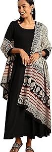 Women's Black Rayon Kurta With Dupatta