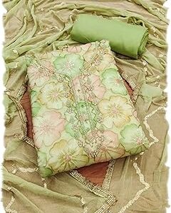 Women's Organza Position Print And Hand Work Dress Material