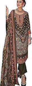 Un Stitched Women's Digital Printed Pure Pashmina Woolen Salwar suit Dress Material for winter wear with warm Pashmina Digital shawl dupatta