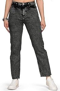 Women's Mid-Rise Vintage Retro Relaxed Mom Fit Denim Jeans Dn102