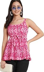 Jaipuri Cotton Printed Strappy Top for Women