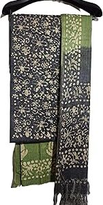 HAIDER ALI Handloom Cotton Silk Batik Print Unstitched Suit Set for Women with Dupatta | Salwar Suit Dress Material for Women & Girls_09