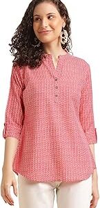 Tops for Women Printed Regular Fit Shirt Top for Women|Tops for Women Stylish Latest|Office Wear Tops for Women|Cotton Blend Tops for Women