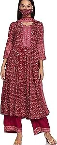 Women Printed Straight Salwar Kurta Dupatta(SKDPLEASED 7518_Meganta_32) Purple