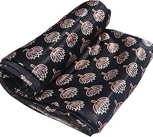 Women's Ajrakh Mashru Silk Natural Dye Hand Block Print Unstitched Kurta Fabric