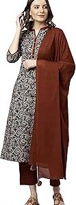 Women's Teal Teal Blue Cotton Floral Print Kurta with Pant and Dupatta